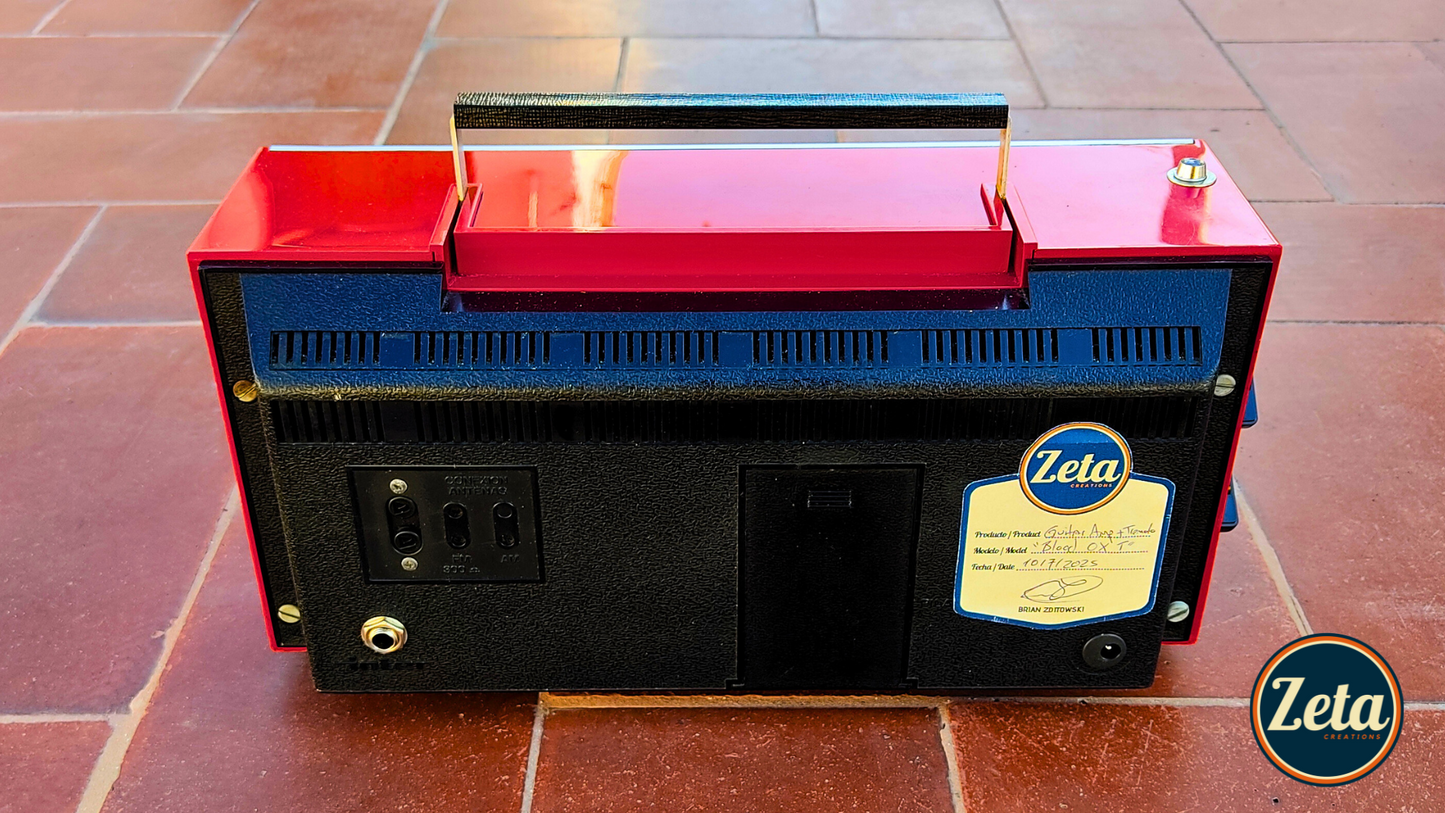 "BLOOD OX T" Portable guitar radio amp with tremolo by Zeta Creations