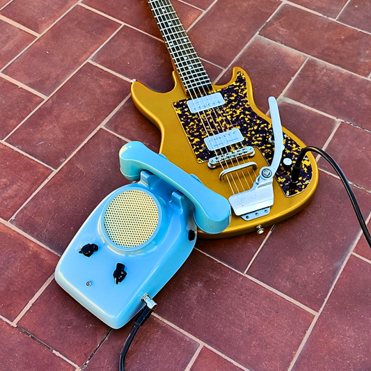 "TONE RUBY" Portable guitar radio amp with telephone microphone by Zeta Creations